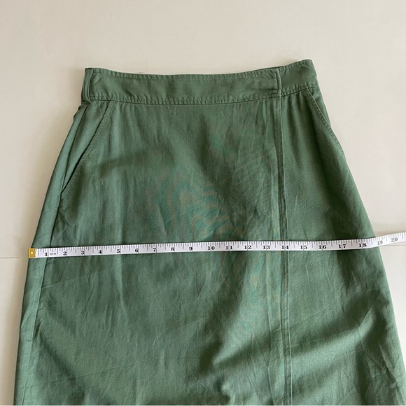 GAP Linen Cotton Belted Wrap Midi Skirt Green - Picture 10 of 11